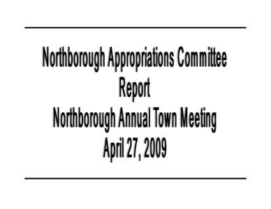 Appropriation Committee Recommendations