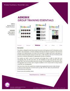 Product Summary | November[removed]AEROBIX GROUP TRAINING ESSENTIALS Authors Monique Messier