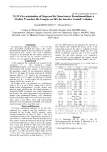 Photon Factory Activity Report 2012 #B  AR-NW10A/2010G020, 2011G177 XAFS Characterization of Dispersed Ru Nanoclusters Transformed from A Grafted Trinuclear Ru Complex on SiO2 for Selective Alcohol Oxidation