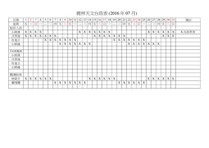 Microsoft Word - 鹿林天文台2016年07月班表.doc