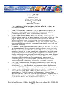 Agenda for the January 14, 2015 Energy Commission Business Meeting