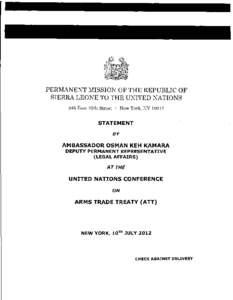 PERMANENT MISSION OF THE REPUBLIC OF SIERRA LEONE TO THE UNITED NATIONS 245 East 49th Street New York, NY 10017