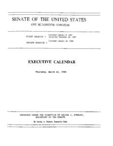 SENATE OF THE UNITED STATES ONE HUNDREDTH CONGRESS FIRST SESSION { SECOND SESSION {