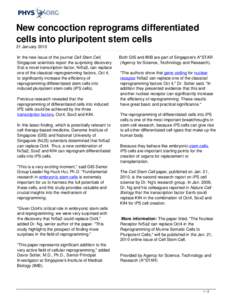 New concoction reprograms differentiated cells into pluripotent stem cells