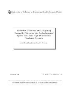 University of Colorado at Denver and Health Sciences Center  Predictor-Corrector and Morphing