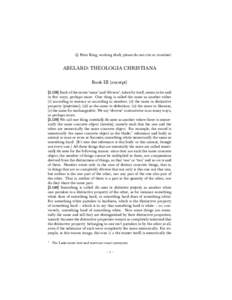 c Peter King, working draft; please do not cite or circulate! ABELARD: THEOLOGIA CHRISTIANA Book III (excerpt[removed]Each of the terms ‘same’ and ‘diverse’, taken by itself, seems to be said