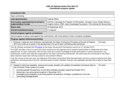 OGP UK National Action Plan[removed]Commitment progress update Commitment title Open contracting Lead department(s)