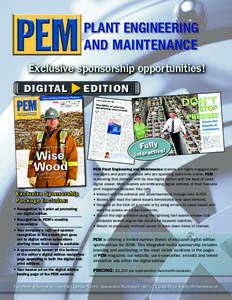 PLANT ENGINEERING AND MAINTENANCE Exclusive sponsorship opportunities! s