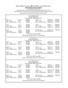 Indiana Standardbred Breed Development Program 2014 Indiana Sires Stakes to be raced at Hoosier Park Nominations for Two-Year Olds must be postmarked by April 15, 2014 Nominations for Three-Year Olds & Older must be post