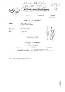 Warrant of Arrest and Order of Transfer