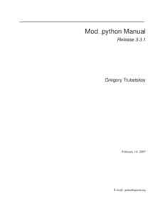 Mod python Manual Release[removed]Gregory Trubetskoy  February 14, 2007