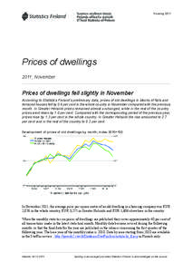 Housing[removed]Prices of dwellings 2011, November  Prices of dwellings fell slightly in November