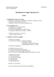 HUB Juristische Intro. Common Law _Intro Outline Uebersicht