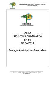 Municipalidad de Curarrehue, IX Región de la Araucanía Secretaría Municipal ACTA REUNIÓN ORDINARIA Nº 54