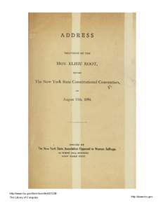 Address, Hon. Elihu Root before New York Constitutional Convention, 1894