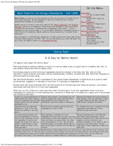 Safe Food for the Hungry Web Site-Newsletter2 Fall 1999