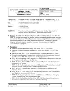 CLASSIFICATION EMPLOYMENT AND TRAINING ADMINISTRATION ADVISORY SYSTEM U.S. DEPARTMENT OF LABOR Washington, D.C[removed]