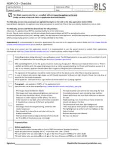 NEW OCI – Checklist Applicant’s Name Submission officer  Passport number