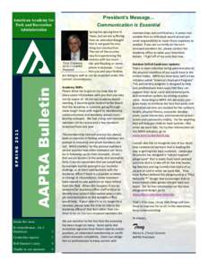 AAPRA Bulletin  SPRING 2011 American Academy for Park and Recreation