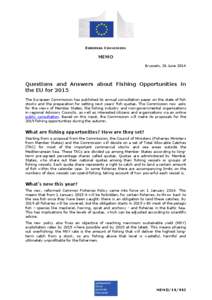EUROPEAN COMMISSION  MEMO Brussels, 26 June[removed]Questions and Answers about Fishing Opportunities in