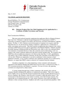 May 15, 2015 VIA EMAIL and HAND DELIVERY Russell McMurry, P.E., Commissioner Georgia Department of Transportation One Georgia Center, 10th Floor 600 West Peachtree NW