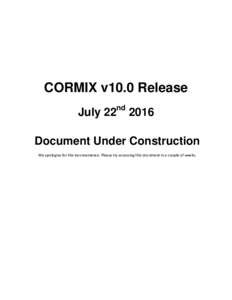 CORMIX v10.0 Release July 22 nd  2016