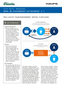MITARBEITER GEWINNEN BEWERBERMANAGEMENT AUF SCHWEIZER ART RICOLA NUTZT TALENTMANAGEMENT-SOFTWARE VON HAUFE DIE HERAUSFORDERUNG  	 AUF EINEN BLICK