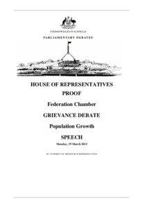 HOUSE OF REPRESENTATIVES PROOF Federation Chamber
