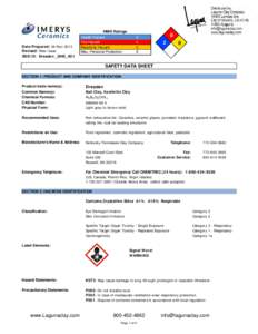 Dresden Ball Clay Material Safety Data Sheet