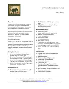 MANYARA RANCH CONSERVANCY FACT SHEET 	
    