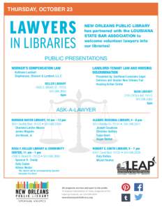 THURSDAY, OCTOBER 23  LAWYERS IN LIBRARIES