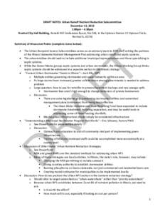 DRAFT NOTES: Urban Runoff Nutrient Reduction Subcommittee December 13, 2013 1:00pm – 4:30pm Normal City Hall Building, Ronald Hill Conference Room, Rm 334, in the Uptown Station 11 Uptown Circle, Normal IL, 61761 Summa