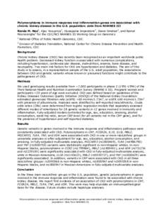 Polymorphisms in immune response and inflammation genes are associated with chronic kidney disease in the U.S. population: data from NHANES III