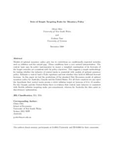 Tests of Simple Targeting Rules for Monetary Policy  Glenn Otto University of New South Wales and Graham Voss