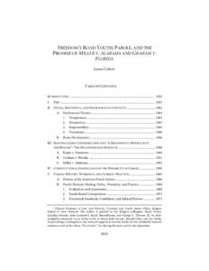 COHEN[removed]Do Not Delete[removed]:14 AM FREEDOM’S ROAD: YOUTH, PAROLE, AND THE PROMISE OF MILLER V. ALABAMA AND GRAHAM V.