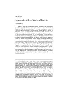 Cooper v. Aaron / Massive resistance / J. William Fulbright / Strom Thurmond / Jim Crow laws / Brown v. Board of Education / Manifesto / James Eastland / Southern United States / United States / Race legislation in the United States / Southern Manifesto