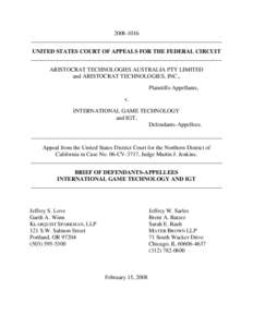 [removed]__________________________________________________________________ UNITED STATES COURT OF APPEALS FOR THE FEDERAL CIRCUIT __________________________________________________________________ ARISTOCRAT TECHNOLOGI