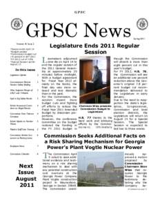GPSC  GPSC News Legislature Ends 2011 Regular Session