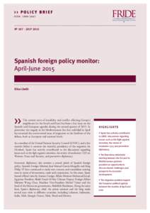Nº 207 - JULYSpanish foreign policy monitor: April-JuneElisa Lledó