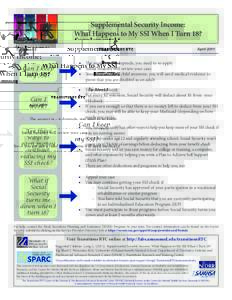 Supplemental Security Income: What Happens to My SSI When I Turn 18? Transitions RTC Tip Sheet 3