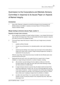 Submission to the Corporations and Markets Advisory Committee in response to its Issues Paper on Aspects of Market Integrity