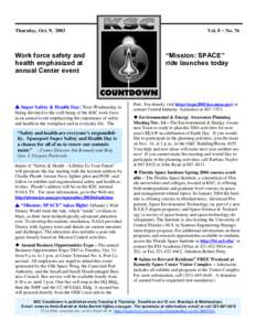 Thursday, Oct. 9, 2003  Work force safety and health emphasized at annual Center event