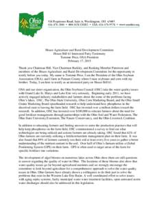 House Agriculture and Rural Development Committee House Bill 61 Interested Party Testimony Tommie Price, OSA President February 17, 2015 Thank you Chairman Hill, Vice Chairman Burkley, and Ranking Member Patterson and me