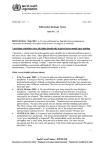 20, AVENUE APPIA – CH-1211 GENEVA 27 – SWITZERLAND – TEL CENTRAL + – FAX CENTRAL + – WWW.WHO.INT  QSM/MC/IEAJuly 2007 Information Exchange System