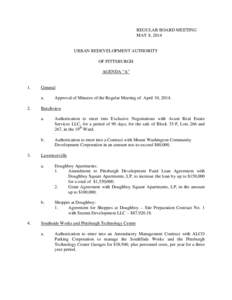 REGULAR BOARD MEETING MAY 8, 2014 URBAN REDEVELOPMENT AUTHORITY OF PITTSBURGH AGENDA “A”