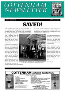 ISSUE NUMBER 80  APRIL/MAY 2004 SAVED! In the April/May edition of the Newsletter back in 2001, we