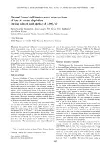 GEOPHYSICAL RESEARCH LETTERS, VOL. 25, NO. 17, PAGES[removed], SEPTEMBER 1, 1998  Ground based millimeter-wave observations of Arctic ozone depletion during winter and spring of[removed]Bj¨orn-Martin Sinnhuber, Jens La