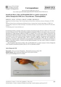 Inundicola Bravo, Isler, and Brumfield 2013 is a junior synonym of Akletos Dunajewski[removed]Aves: Passeriformes: Thamnophilidae)