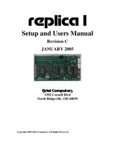 Setup and Users Manual Revision C JANUARY[removed]Cornell Blvd North Ridgeville, OH 44039