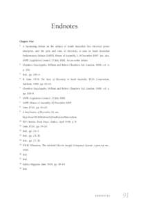 Endnotes Chapter One 1 A fascinating debate on the subject of South Australia’s first electrical power enterprise, and the pros and cons of electricity, is seen in South Australian